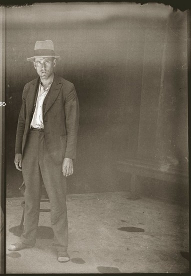 Unknown man, 1920s, mug shot.