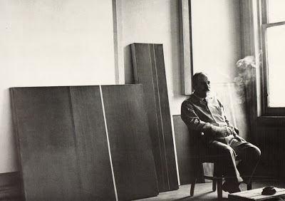 Barnett Newman, in studio, 1950s