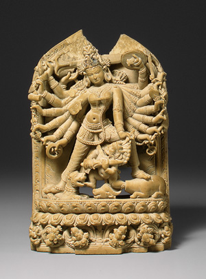Durga, killing demon. Pala Period, 12th century Bangladesh