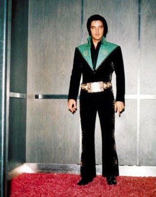 Elvis in elevator, photographer unknown.