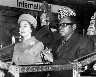 Mobutu and the Queen Elizabeth.