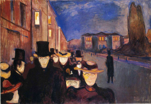 Edvard Munch. "Evening on Karl Johan Strasse". 1892.