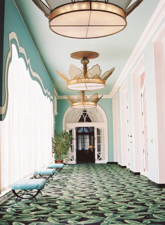 Dorothy Draper interior design. Greenbrier Hotel. 