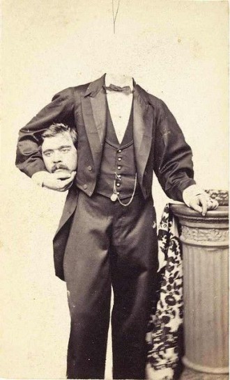 "The Headless Magician" unknown photographer. Date unknown.