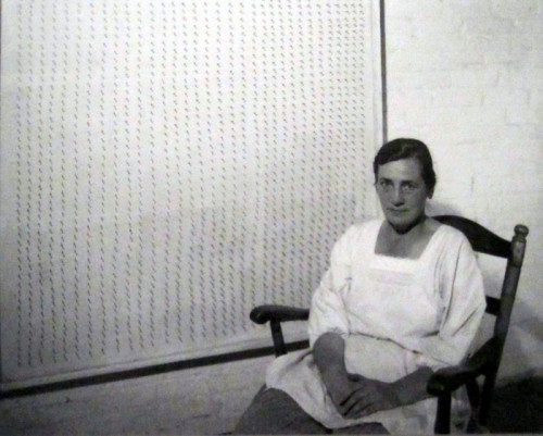 Agnes Martin, in her studio, apprx 1953.